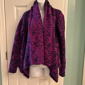 Patagonia Women's Dark Magenta and Purple Wool Cardigan